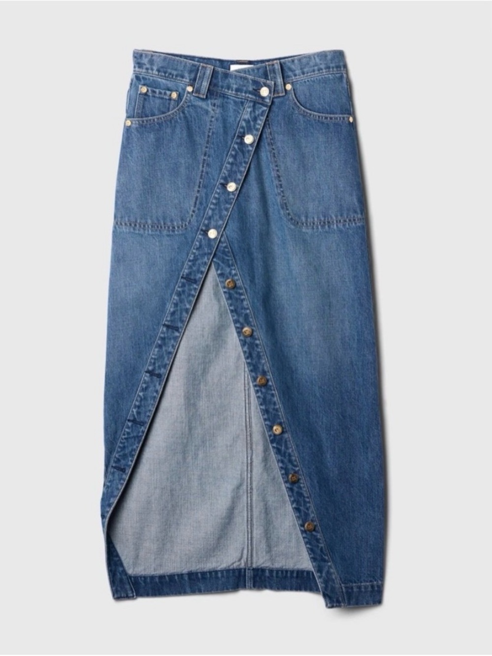 NWT Gap X CultGaia (28) Asymmetrical Denim Maxi Skirt Medium Indigo - Picture 5 of 8